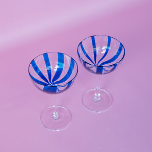 Mykonos Stripe Coupe Glass - 2 Pack